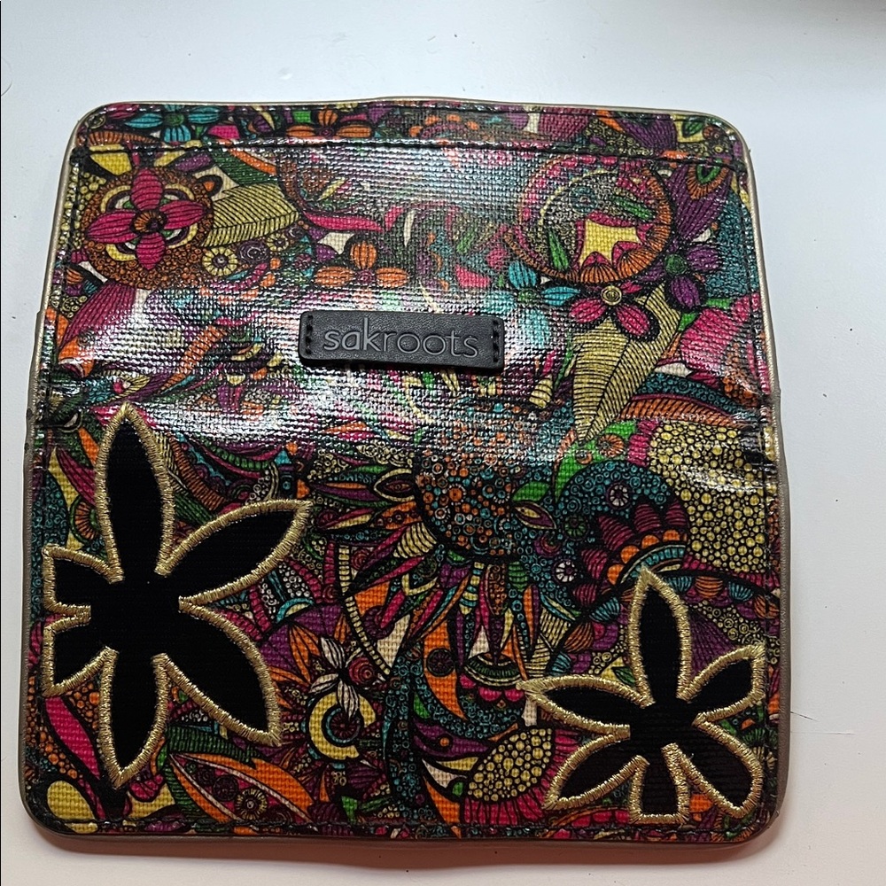 Sakroots Multicolor Floral Wallet with Black Accents